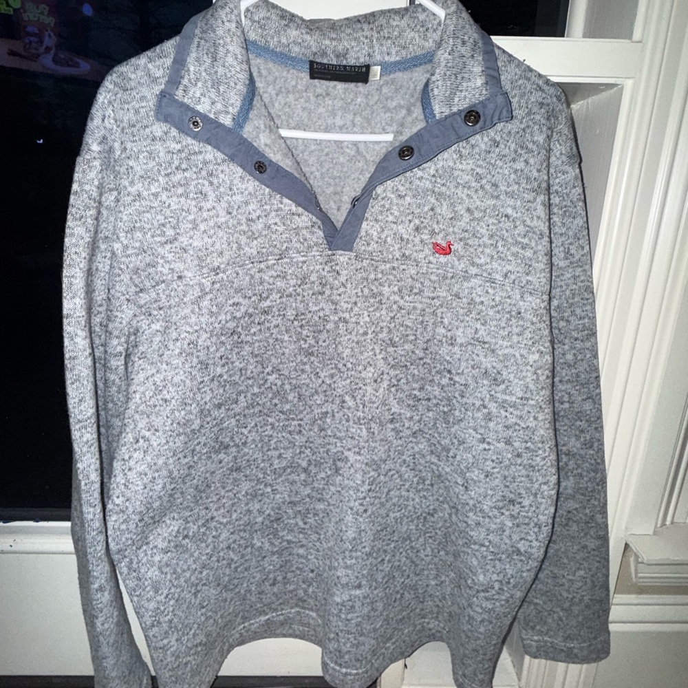 Blue Southern Marsh Quarter Zip with Blue/Red Accents